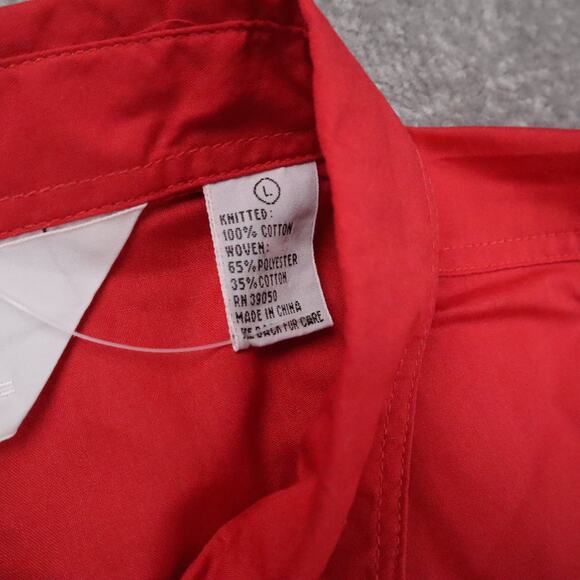 VTG 80s 90s Award Deadstock Large Red White Striped Short Sleeve Collared Shirt - Picture 5 of 9